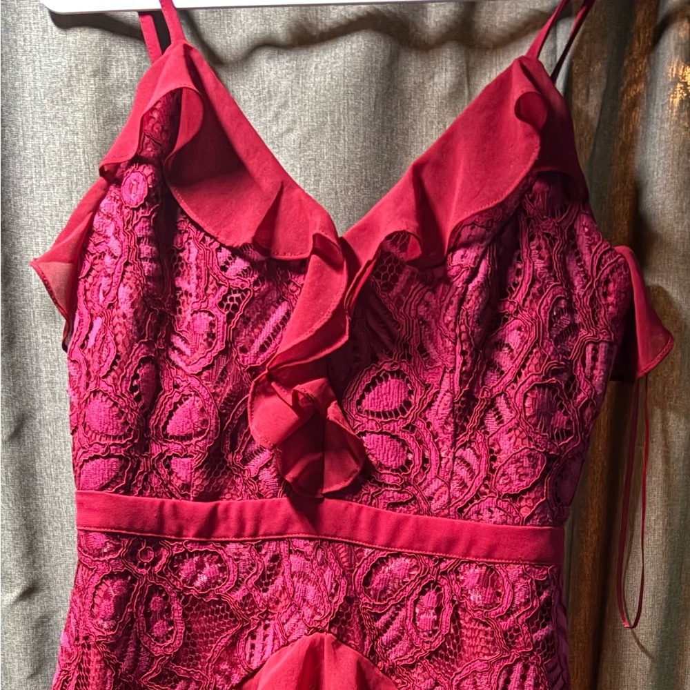 Adelyn Rae Fuchsia Lace Midi Dress